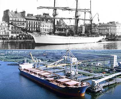 Port du Havre à la fin du XIXe siècle et vers la fin du XXe siècle